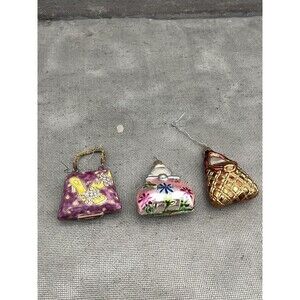 Black Forest Collection Fine European Glass Purse Christmas Ornaments Lot Of 3